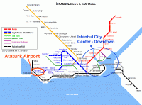 Istanbul City Metro and Ataturk Airport Map