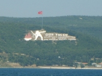 Turkish Flag and a historical sentence on the deck.